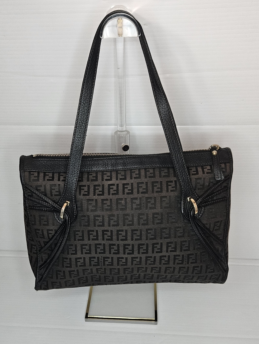 Vintage Fendi Zucchino Canvas Monogram Top Handle Bag – Dark Brown